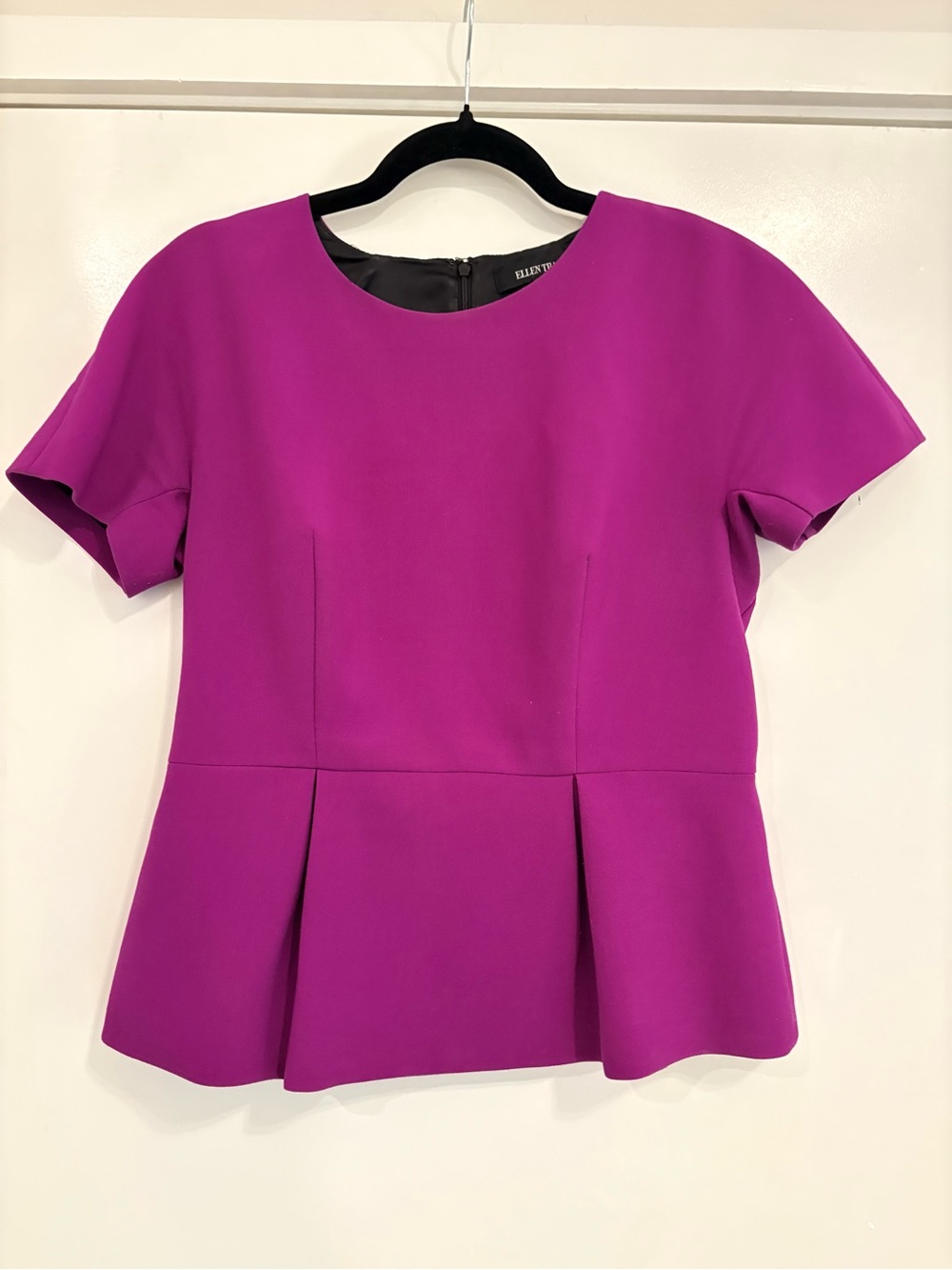 Ellen Tracy Magenta Peplum Blouse, Size M
